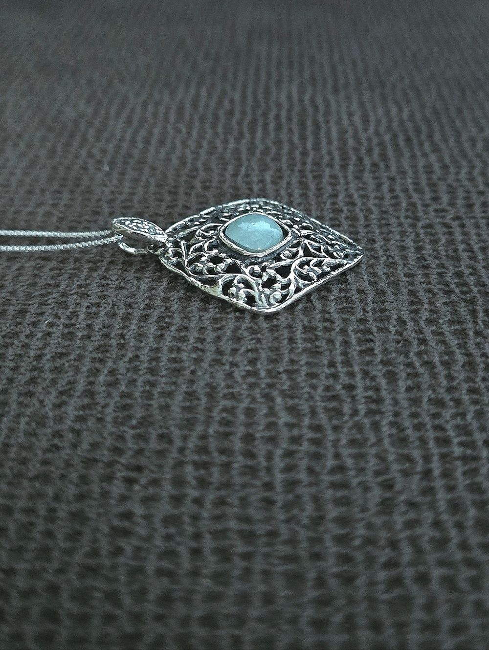 Noa Zuman Silver🤍 Square Scroll📜 with Amazonite Pendant Necklace - NWT - Picture 15 of 16